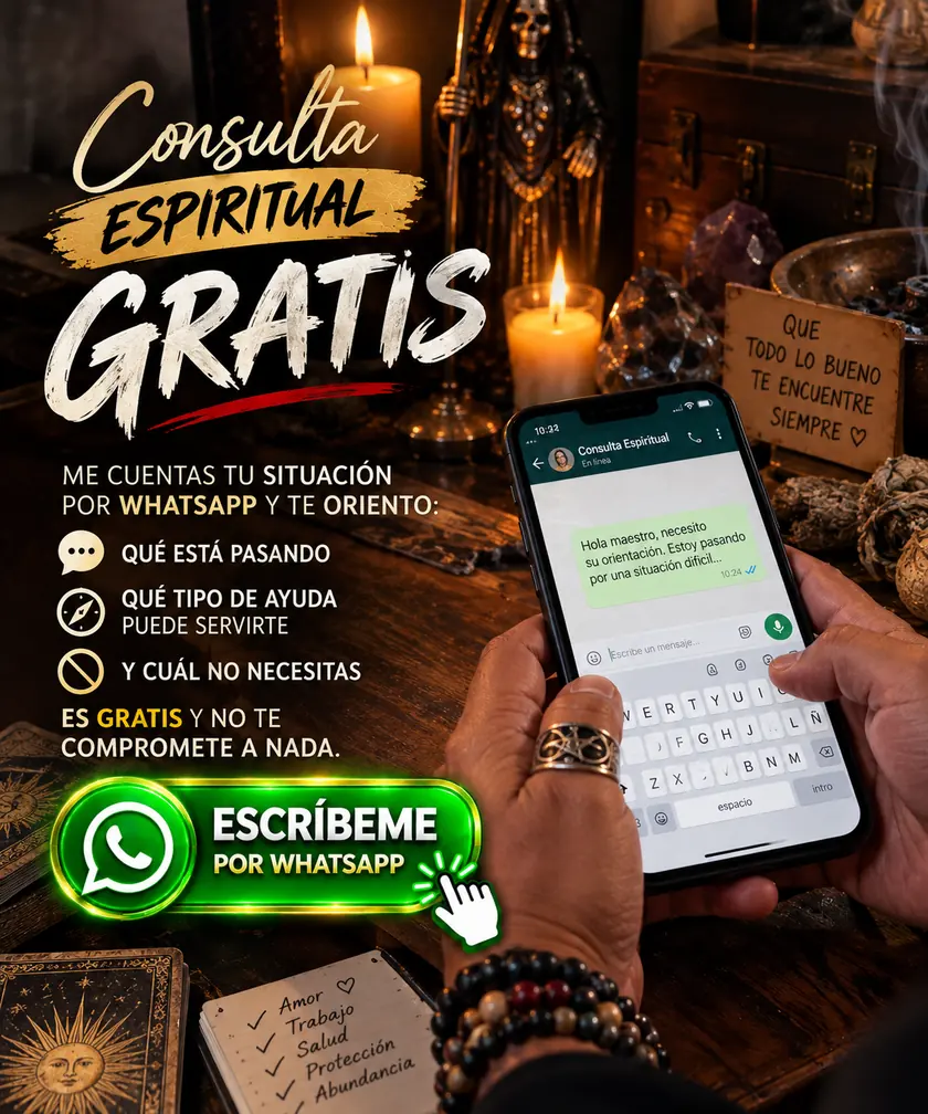 Consulta espiritual gratis: me cuentas tu situación por WhatsApp y te oriento. Escríbeme por WhatsApp